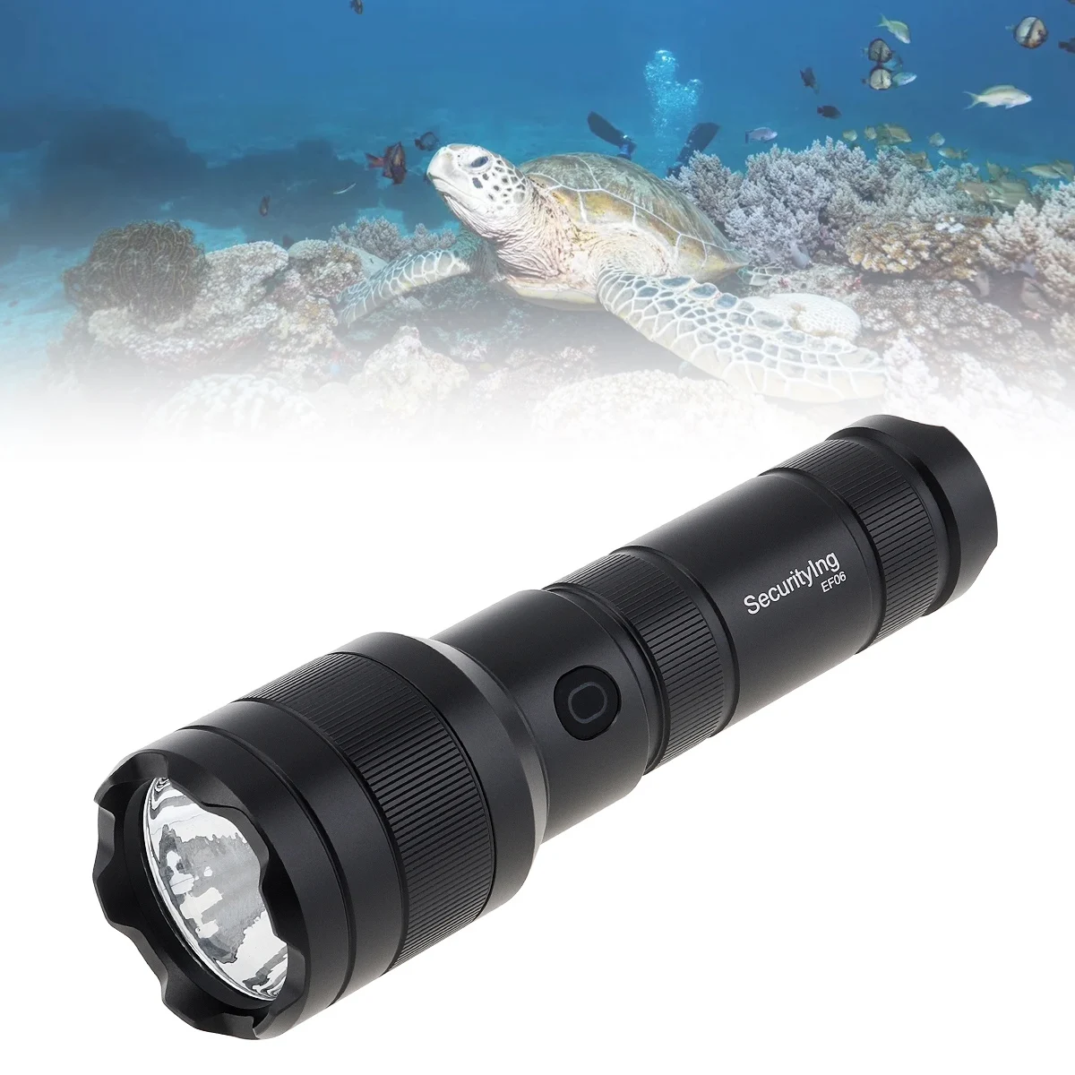 

SecurityIng LED 600LM USB TypeC Rechargeable Flashlight with 3 Modes Light + Power Indicator