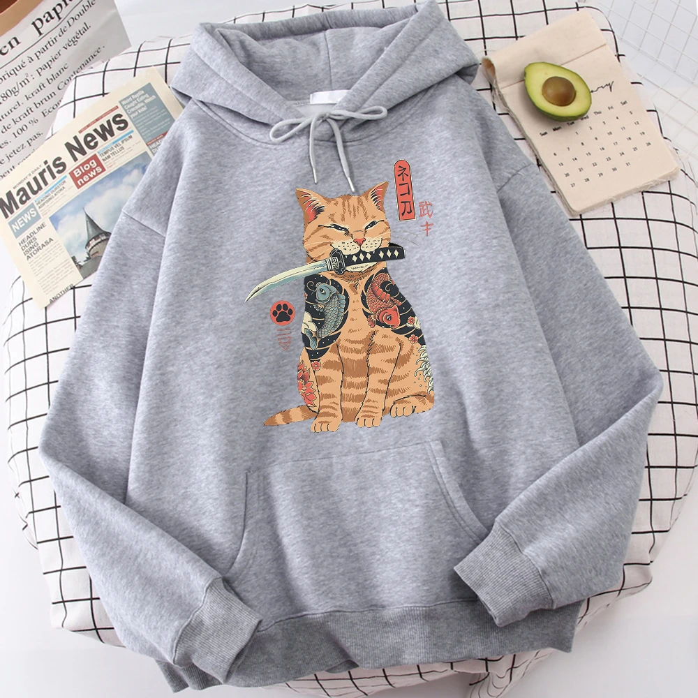 Cute Cat Fashion Hoodies Cool Print Hip Hop Sweatshirt Men New 2022 Autumn Fleece Streetwear Loose Harajuku Man Hooded Sudaderas