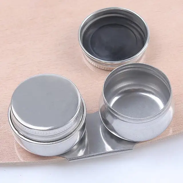  TEHAUX 6 Pcs Palette Oil Pot Double Cup Painting Brush Washer Brush  Cleaner Painting Cup Art Oil Cup Oil Painting Palettes Pigment Mixing Pot  Dip Cup Stainless Steel Toning