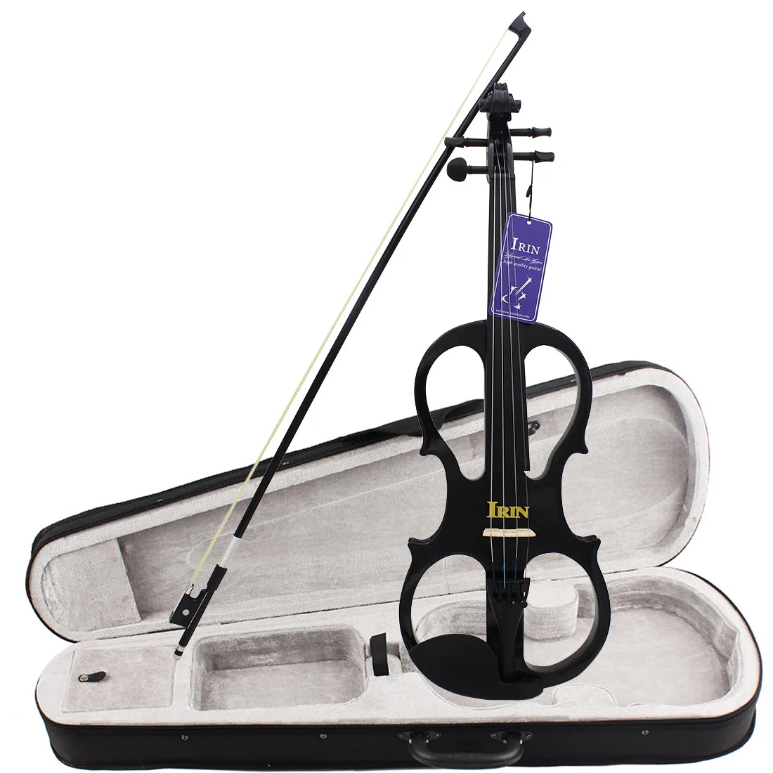 

IRIN 4/4 Electric Violin Black Surface Maple Panel Ebony Tailpiece Stringed Instrument With Basic Accessories For Beginners