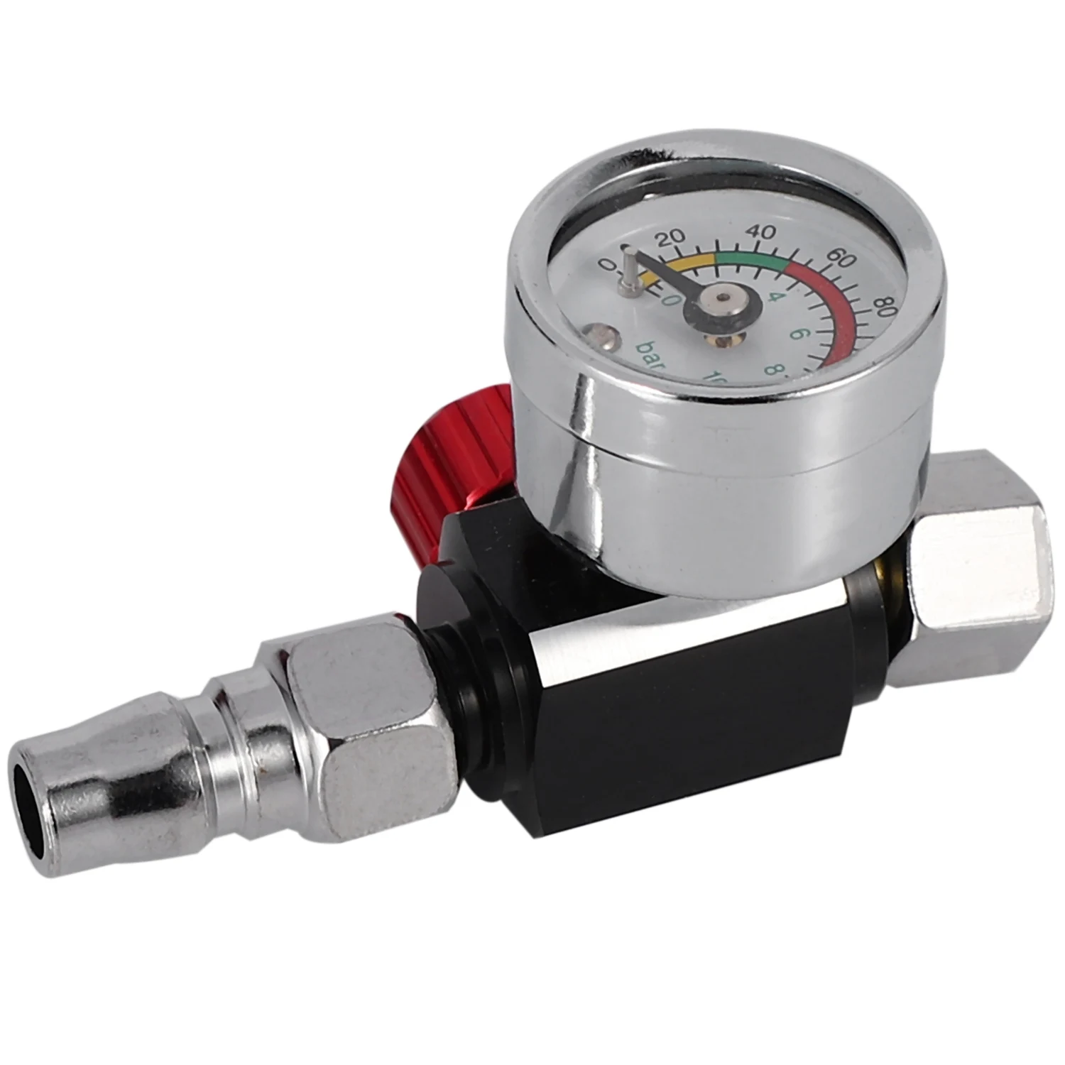 

1Pc 1/4 inch Bsp Mini Air Regulator Valve Tool Durable Small Tail Pressure Gauge 48 x 60mm With Nozzle For Spray Tool