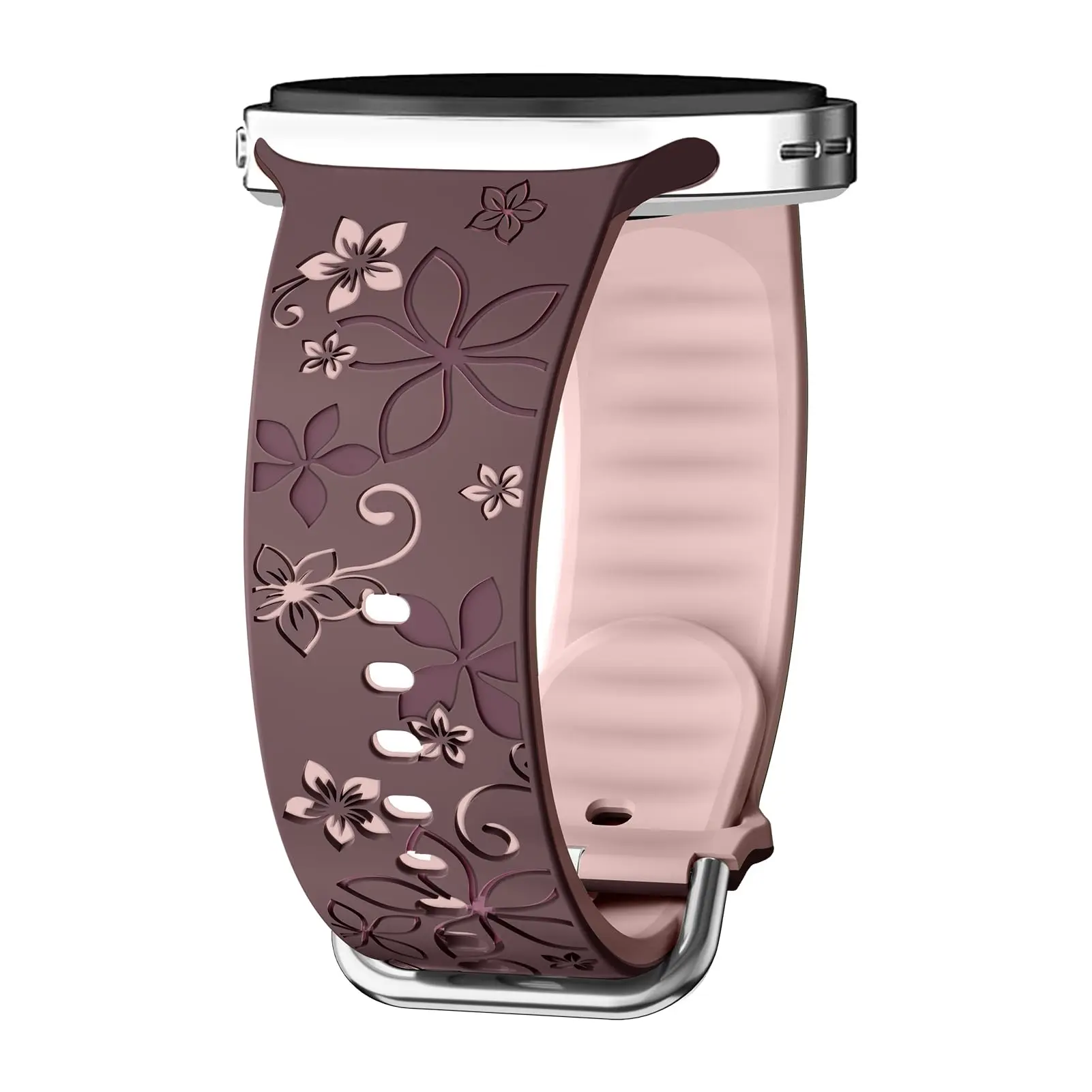 Two-Tone Flower Engraved Silicone Wristband