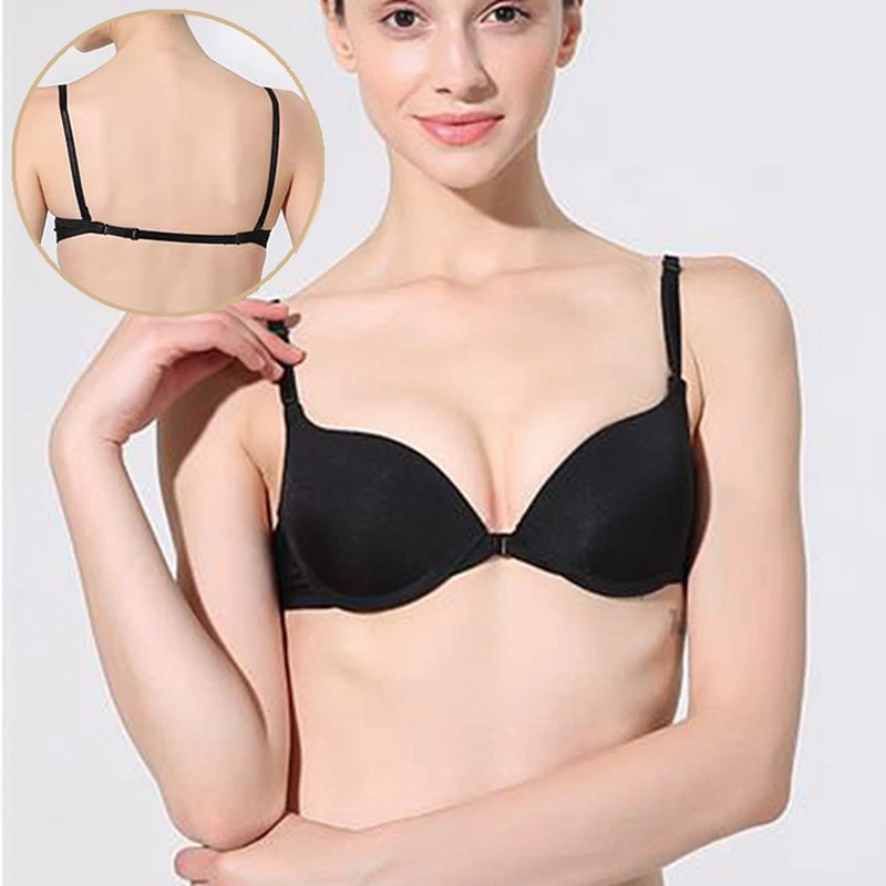 

Sexy Seamless Wedding Underwear Front Closed Brassiere Thick Tops Invisible U Bra with Open Back Women Push Up Backless Lingerie