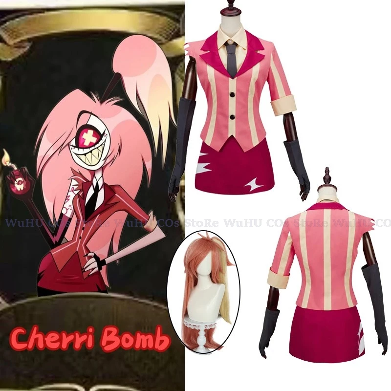 

Vaggie Cosplay Costume Gloves Suits Anime Hazbin Cartoon Hotel Cherri Bomb Costume Wig Women Roleplay Fantasia Outfit Halloween