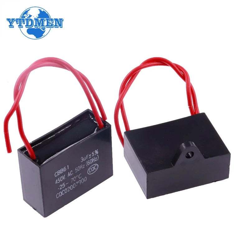 Fan Capacitor CBB61 450vac 450V Fan Starting Capacitor 1UF/1.2UF/1.5UF/2UF/2.5UF/3UF/4UF/5UF/6UF/10UF
