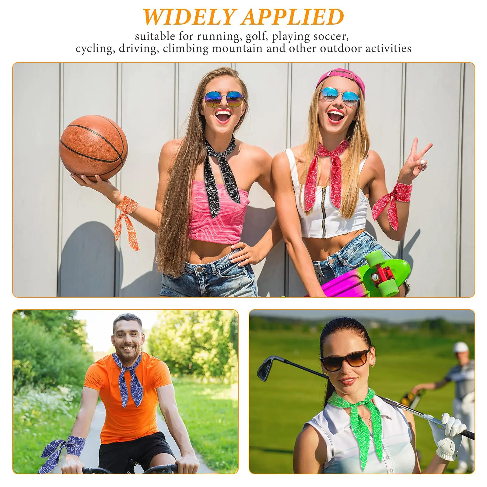 10 pcs Ice Cooling Wrap Scarf Cooling Bandana for Neck Cooling Scarves for Men and Women Outdoor Activities 4