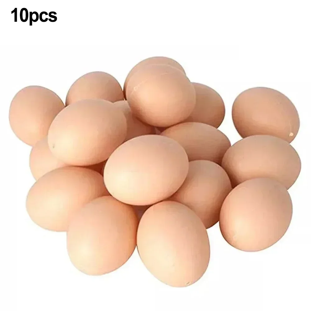 Egg 10-Faux Fake Chicken Eggs Get Hens To Eggs Poultry Mannequin Nest Home Decoration Artificial Egg Decoration