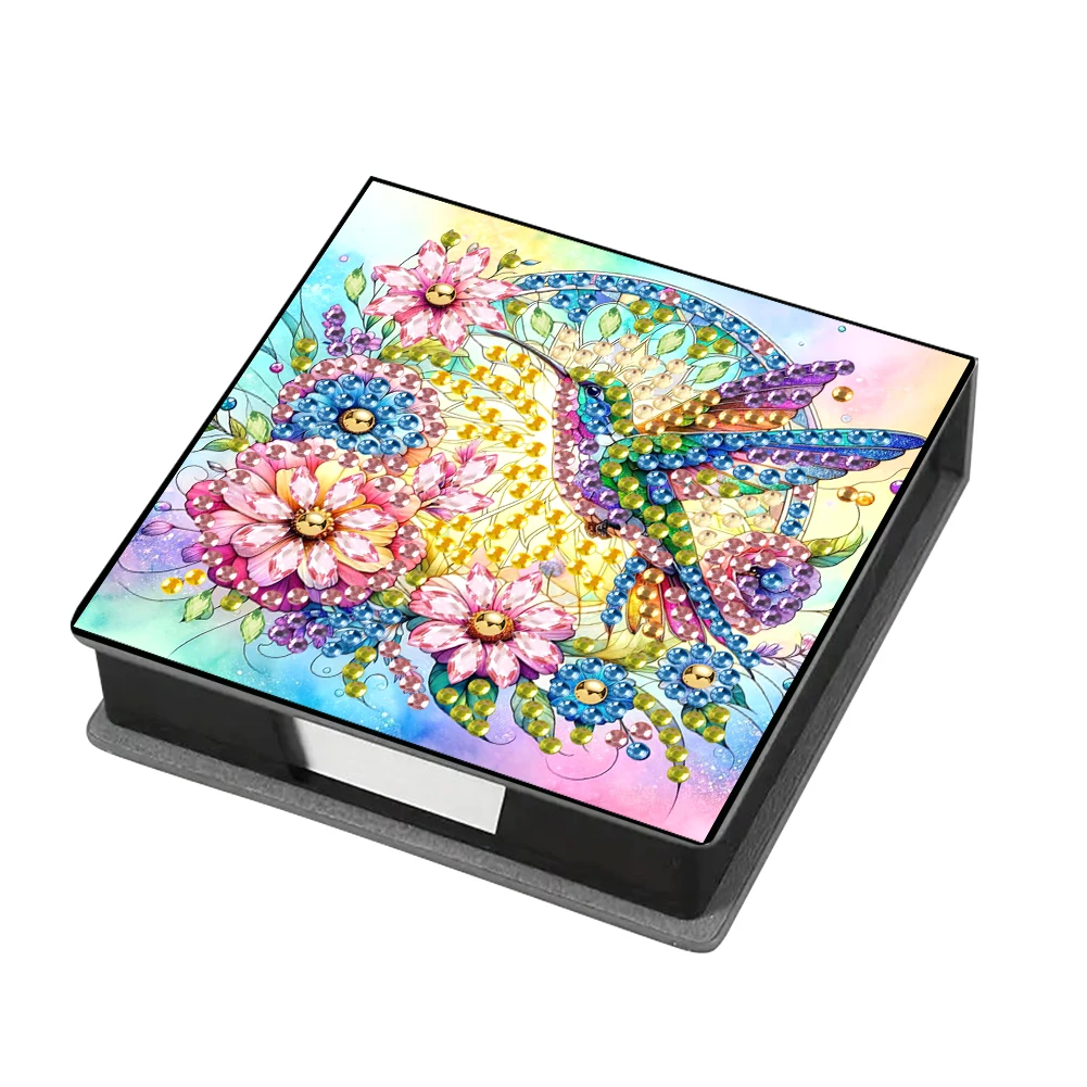 Animals Diamond Painting Notecard Box Contains 160 Sheets of Paper Gem Painting Memo Pad Holder Mosaic Kit for Adults Beginners