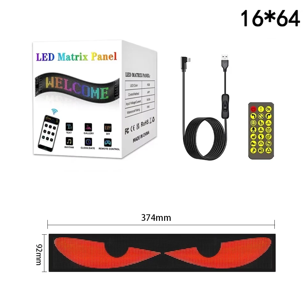 アクセサリー LED Matrix Panel 16x96 120x595mm 16x96 RGB LED Car Sign Animation LED Matrix Pixel Panel DIY