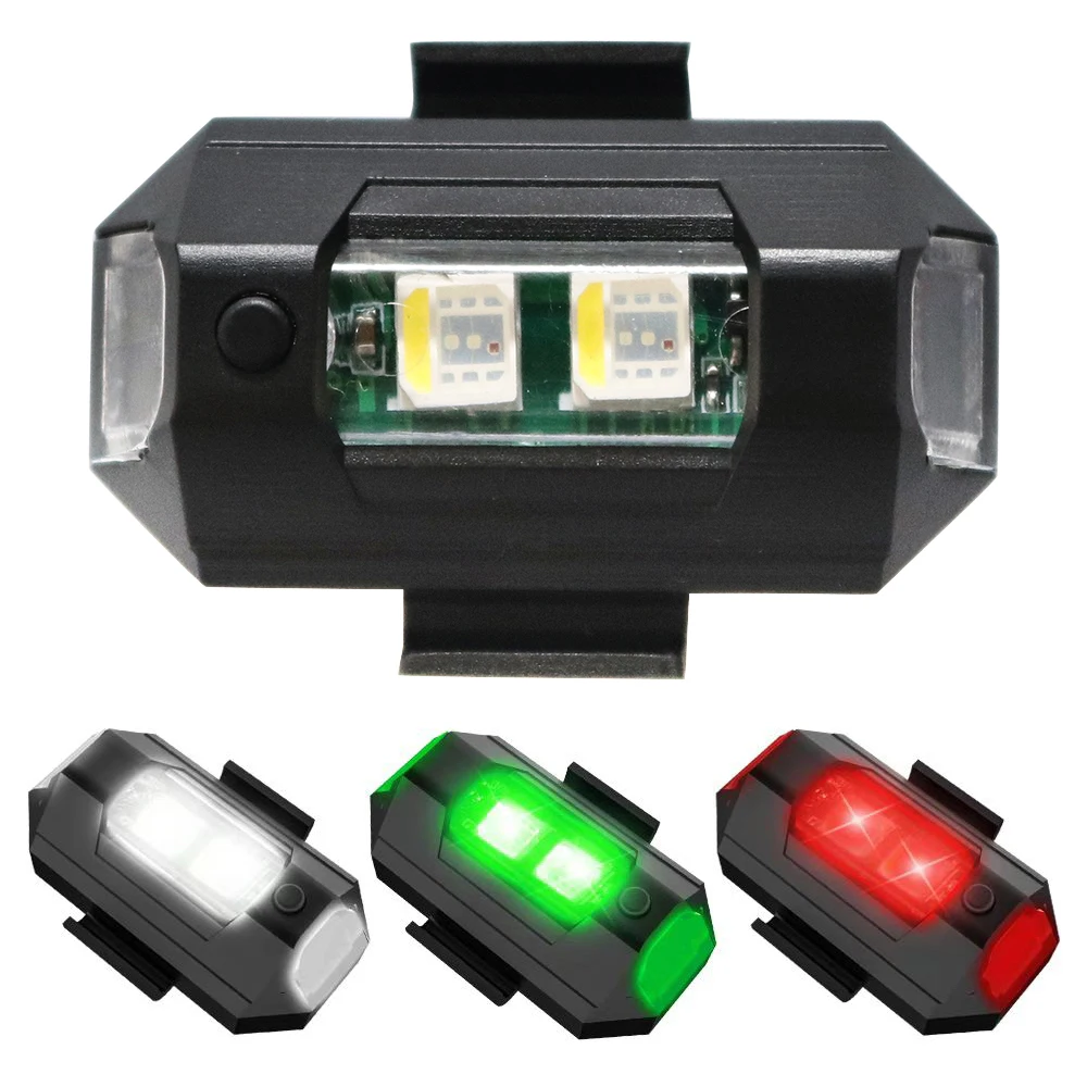 

Universal LED Aircraft Strobe Lights Motorcycle Anti-collision Warning Light With USB Charging 3 Colors Turn Signal Indicator