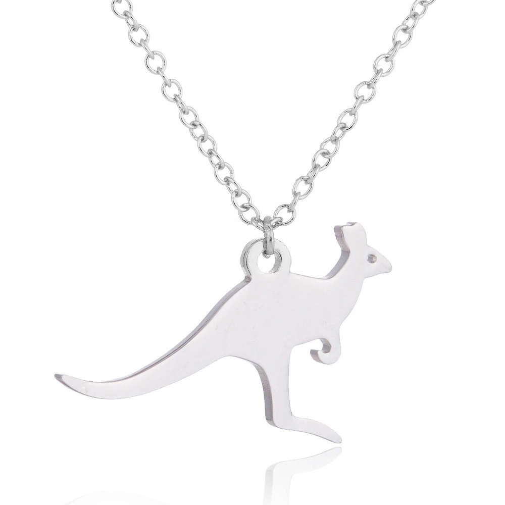 

10PCS Running Kanga Kangaroo Mama Necklace Stainless Steel Cute Australian Animal Cartoon Choker Collar for Mom Mother Children