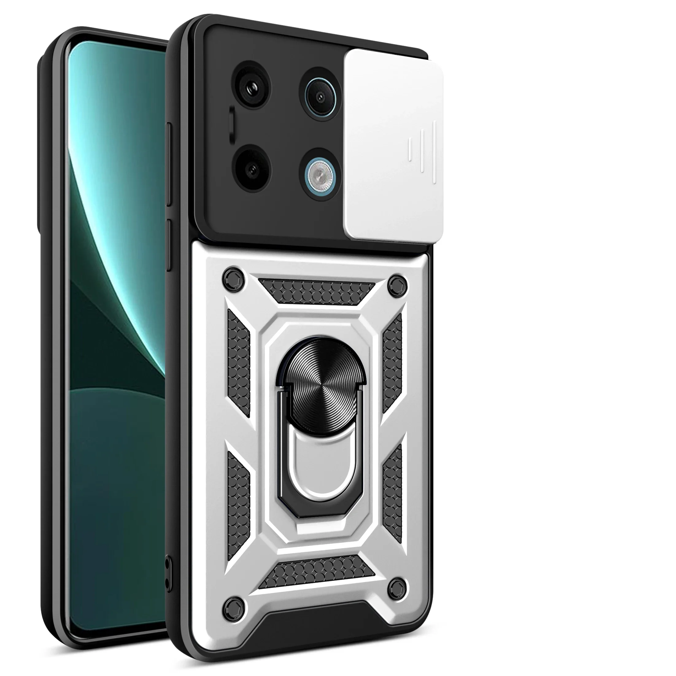 Universal Car Magnetic Ring Holder Slide Camera Armor Shockproof Phone Case