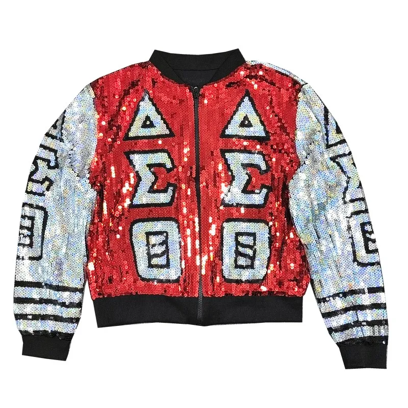 

CHIC Ins FW Europe American AEO Bling Sequined Women Jackets Hiphop Girls Patchwork Baseball Bomber Zipper Top Street Outerwear