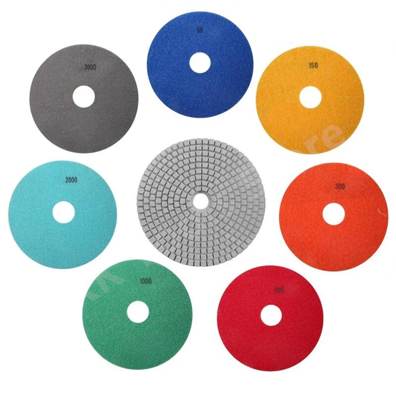 

8" 200mm Wet Diamond Polishing Pads 7pcs Sandpaper Abrasive Tool Sanding Grinding Discs for Granite Concrete Stone Sand Buffing