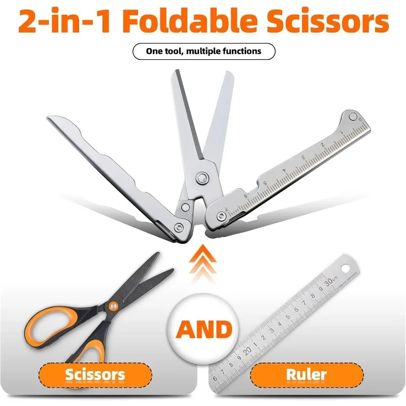 Portable Foldable Stainless Steel Multi-Functional Outdoor Scissors - Compact Camping Hunting Fishing Tool, Durable Versatile