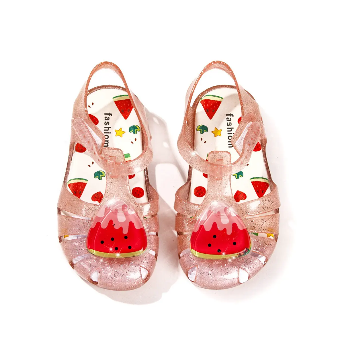 Children's Jelly Shoes Summer Girls Princess Sandals Crystal Shoes Fruit Soft Sole Roman Style Sandals Baby Girl