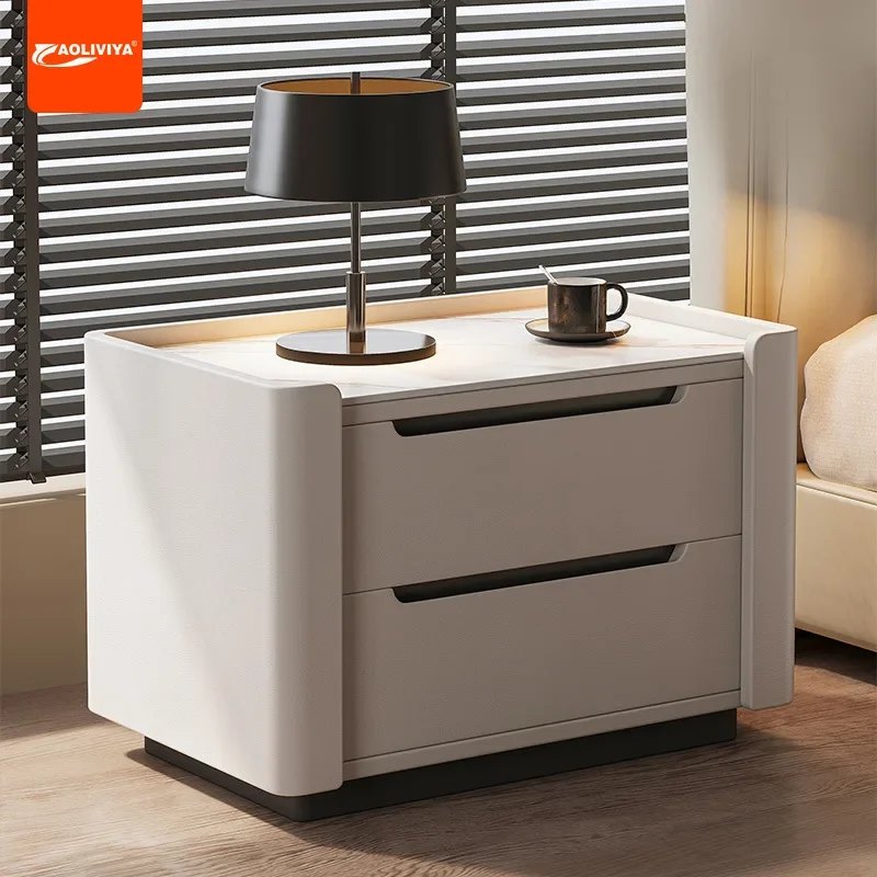 

Прикроватный столик Aoliviya, простой современный прикроватный шкаф, новинка 2024, роскошный прикроватный столик из массива дерева и камня