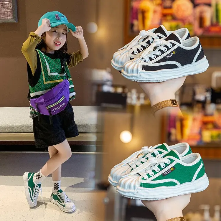 

Children's Canvas Shoes Spring and Autumn Net Red New Korean Version of Girls' Non-slip Soft Soles Boys All Casual Board Shoes