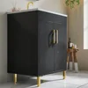 Fully Pre-Assembled 24 Inch Bathroom Vanity with Single Ceramic Countertop Sink Combo, 2 Soft Close Doors Bathroom Cabinet Set 2