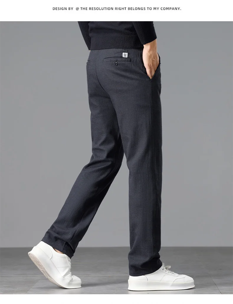 Neue Winter Fleece Dicke Casual Hosen männer Kleidung Schlank Stretch Business Fashion Fleece Hosen Weiche Einfarbig Plüsch Hosen – Detail 10