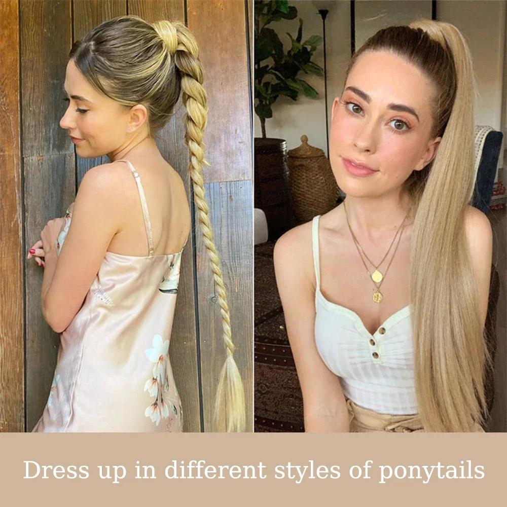 Clip In Ponytail Hair Extension VIVIEIEI Ponytail Hair Extension 22 Inch 100g Natural Black Clip In Wrap Around Hair Hairpieces
