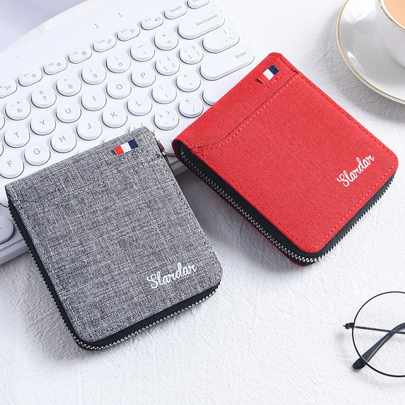 New Men's Short Zippered Wallet Small Purse Women's Card Holder Youth Student Trend