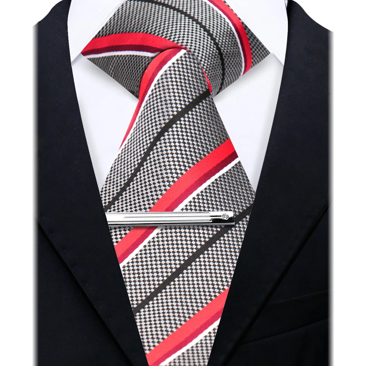 Neck Tie And Tie Clip Two Pieces Set For Men Luxury Wedding Business