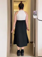 plus Size Busin Casual Midi Skirt A-Line Pleated High Waist for Pear aped Body Versatile Workwear Spring Season  Color - Image 4