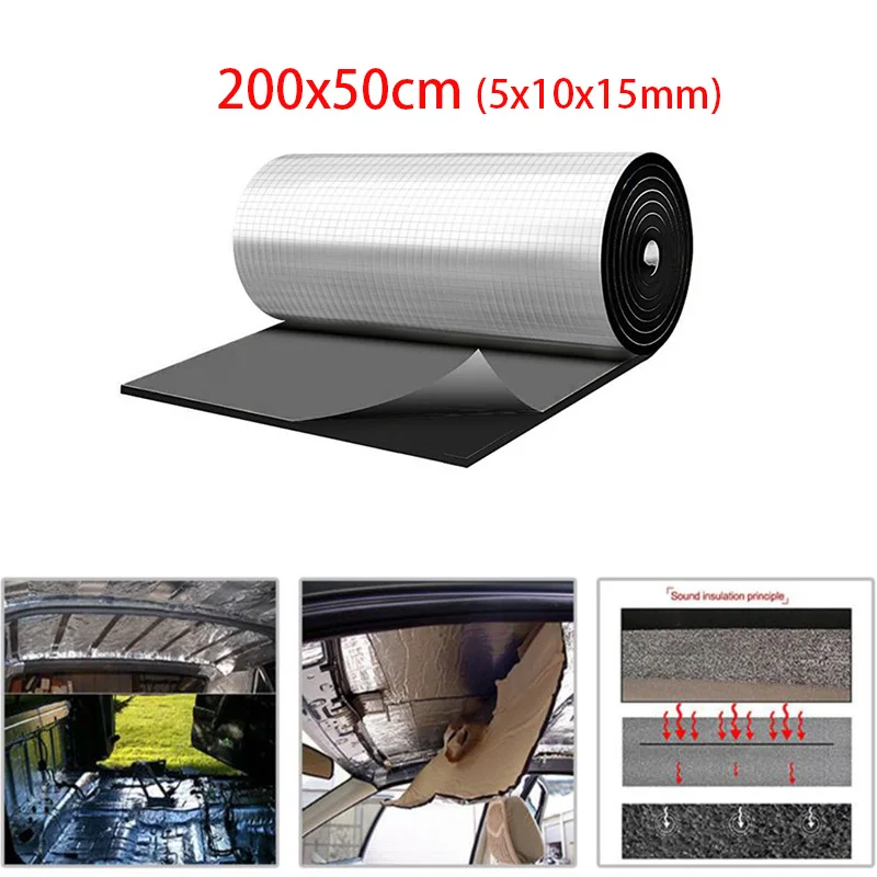 200x50cm 5/7/10mm Car Sound Mat Proofing Deadener Heat Noise Insulation Deadening Mat Hood Closed Cell Foam M76E sound proof mat sound insulation mat sound deadener mat heat insulation mat