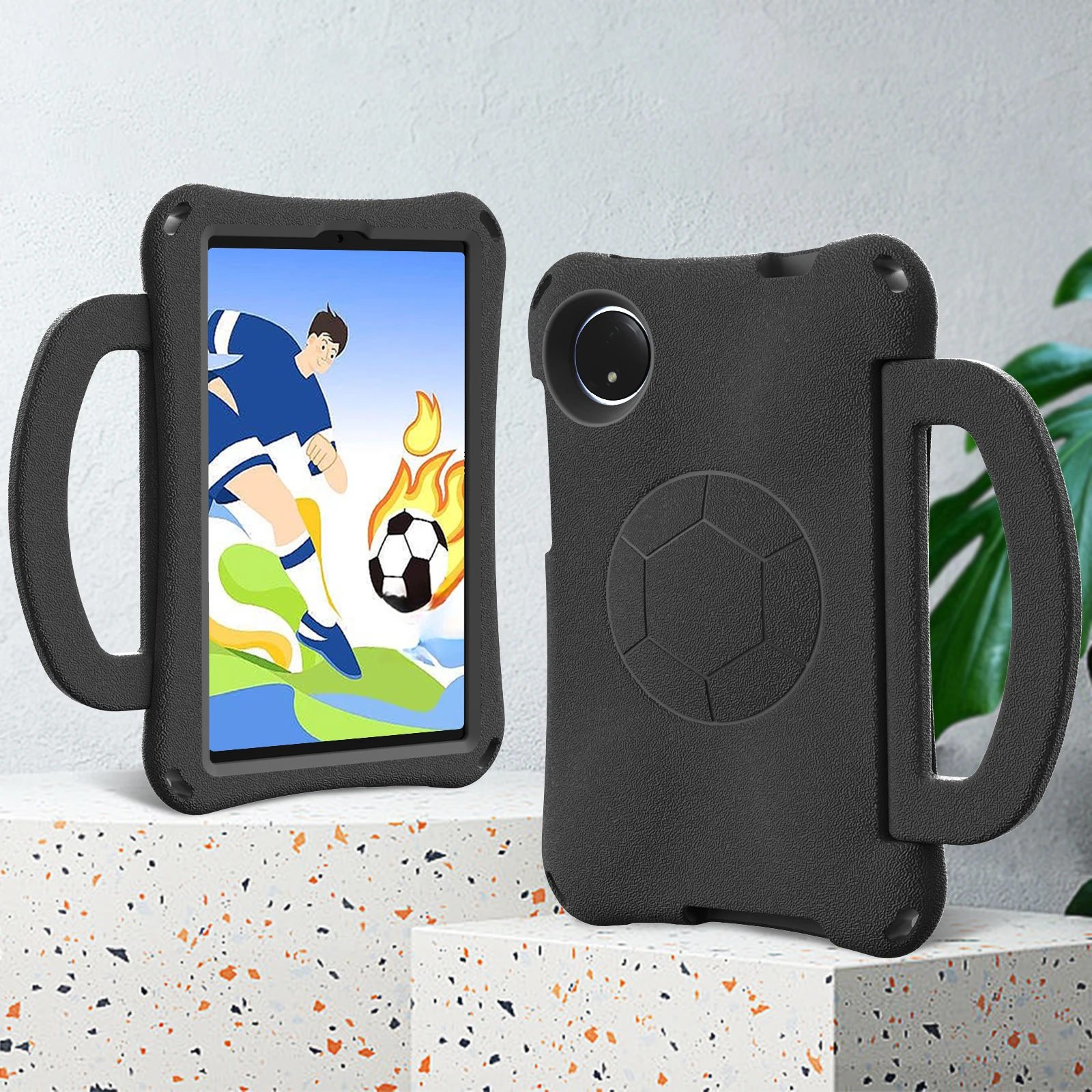 Durable EVA Football-Themed Tablet Stand Case, Rugged Protective Cover