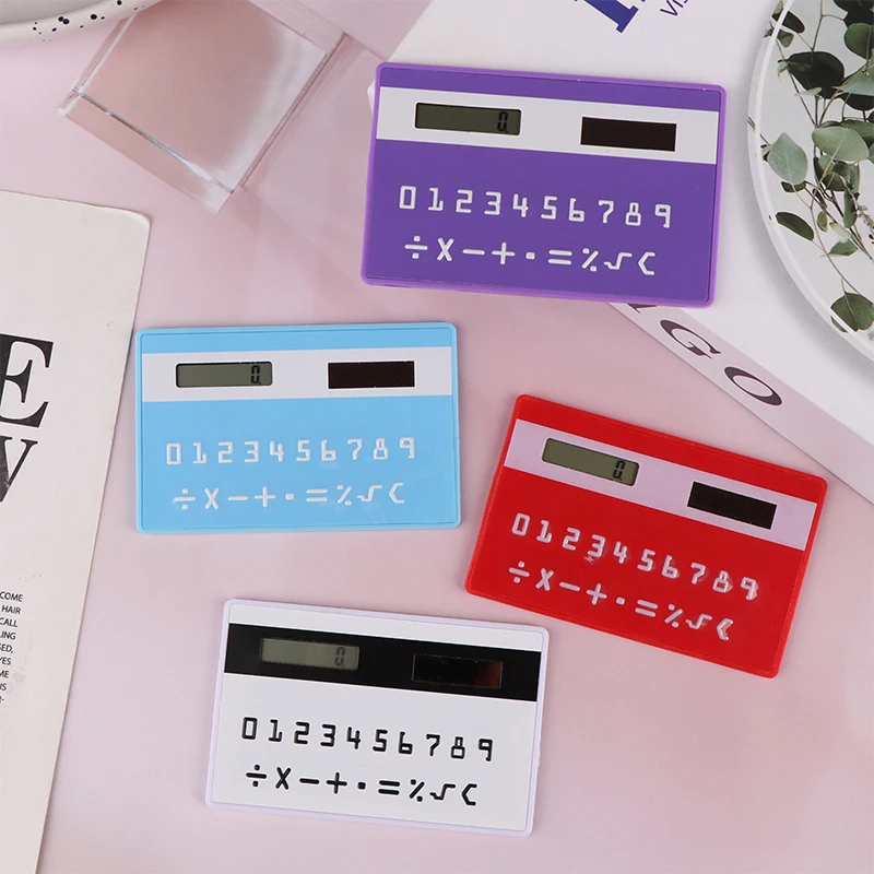 1pc Solar 8 Digit Calculator Student Mini Calculator Portable Slim Calculator Stationery Math Toys School Electronics Calculator
