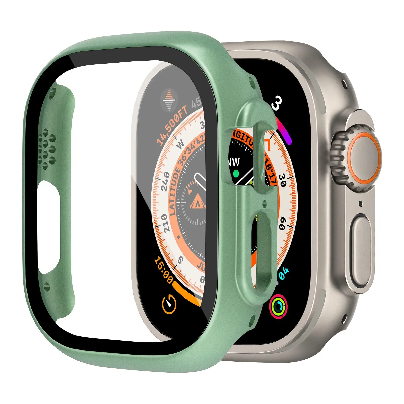 Durable Shockproof Apple Watch Ultra Case with Tempered Glass Protector