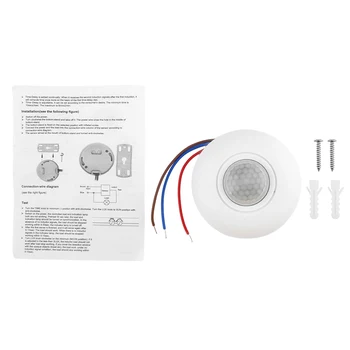 Interruttore del sensore di movimento PIR a infrarossi con ritardo temporale Sensore di induzione con rilevamento dell'angolo del cono da 360 gradi per plafoniera a LED calda