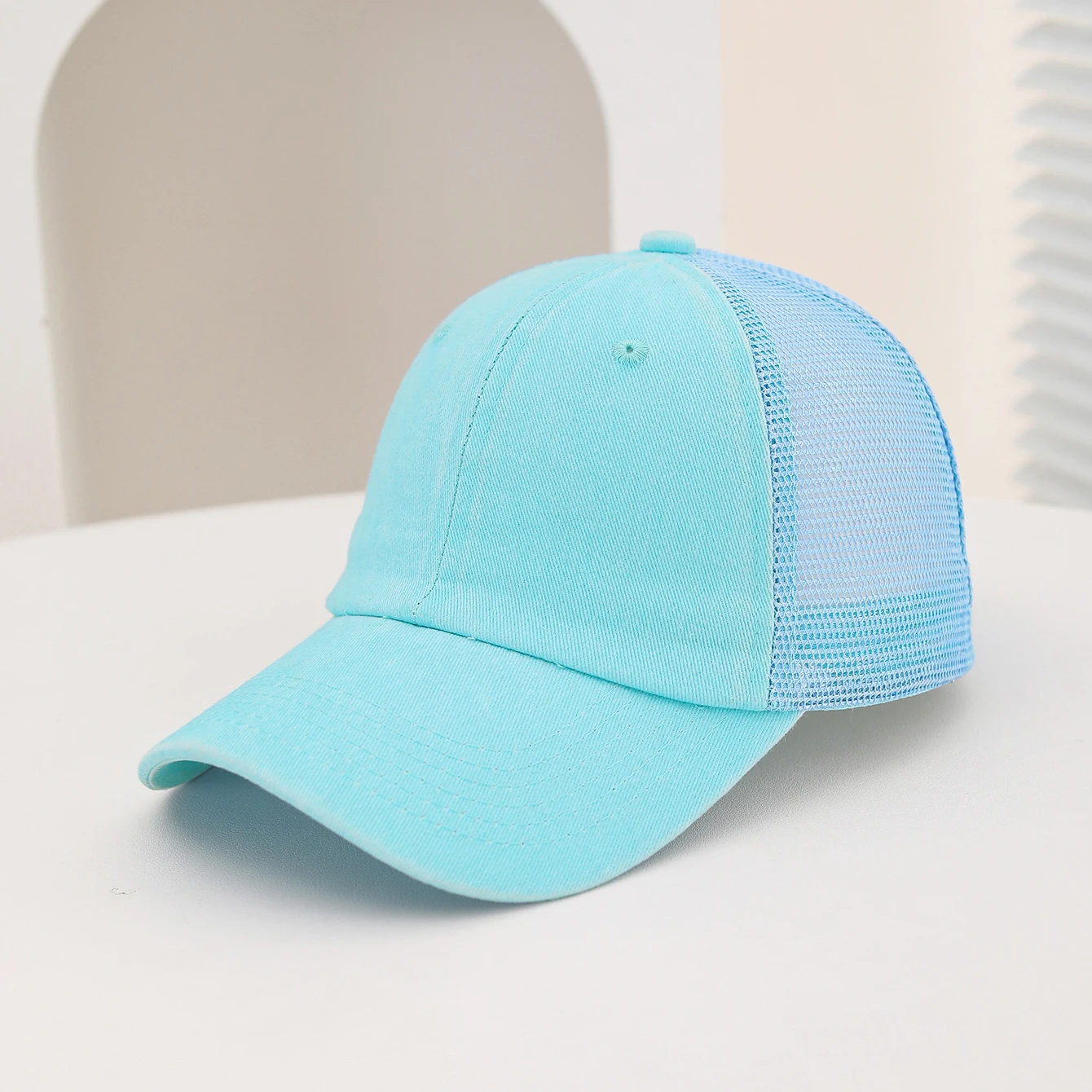 Lässige Wasserwäsche-Mesh-Baseballkappe, Verstellbare Baseballkappe mit Gebogenem Schirm, Sommerliche Schweißabsorbierende und Atmungsaktive Sonnenmütze – Detail 15