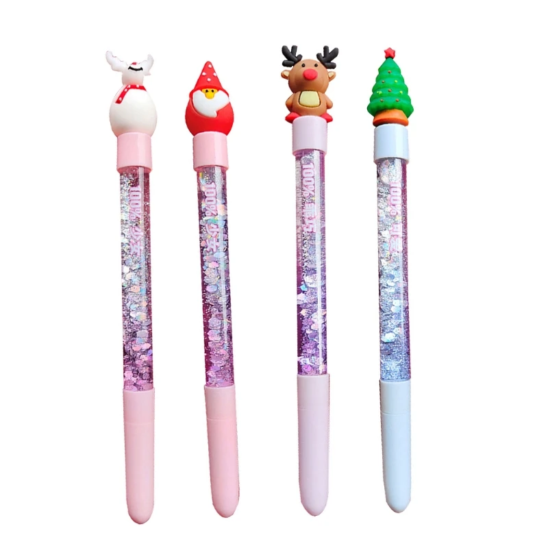 

2022 New Fancy Christmas Ballpoint Pen Colorful Sequins Black Ink School Stationery Supply for Kids Students Teens Girls Present