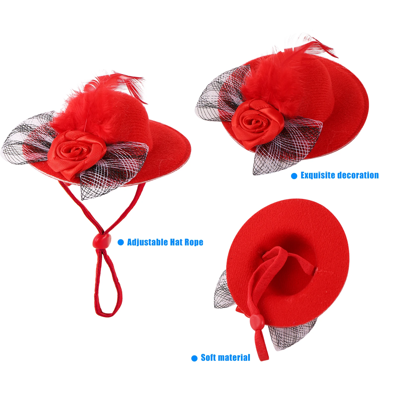 1 Pc Pet Hen Decorative Hat Velvet Large Silk Flower Topper Hamster Lizard Hat Adjustable Parrot Topper Pet Fashion Clothing