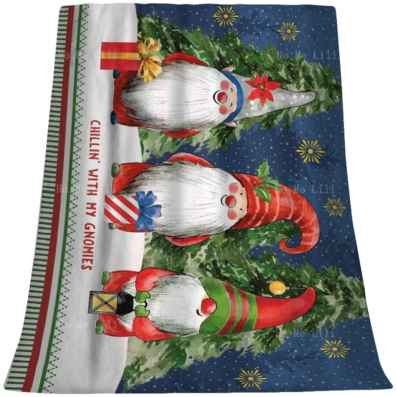 

Christmas Santa Claus Cute Gnome Snowscape Xmas Tree Soft Cozy Lightweight Flannel Blanket By Ho Me Lili Holiday Gift