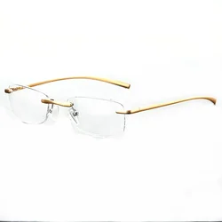 Rimless Alloy Frame Anti - Blue Light Glasses for Men - Ideal for Reading, Computer Work, and Daily Wear (Gold)
