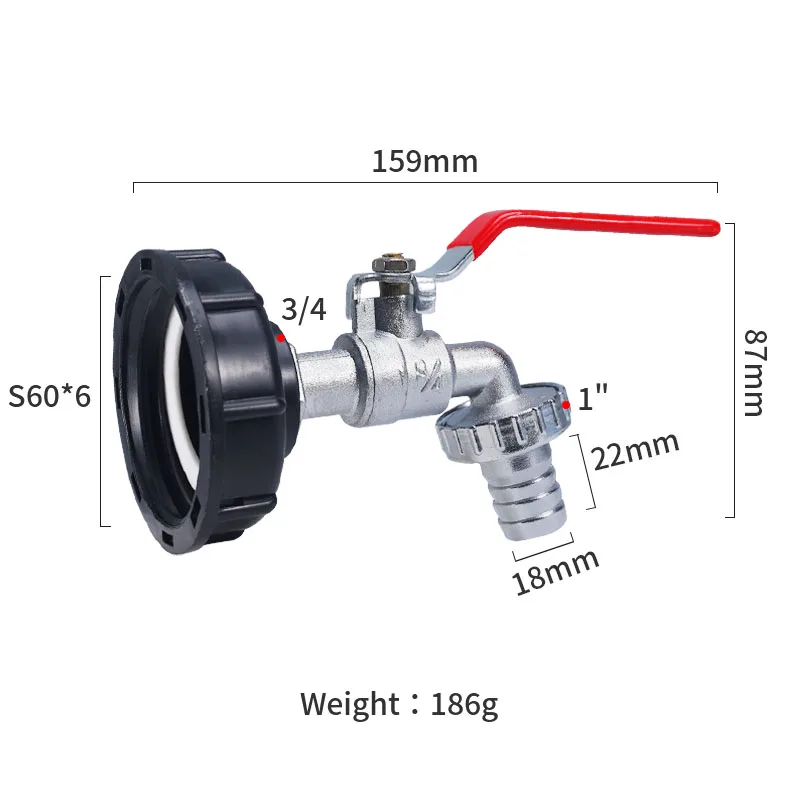 Tank Tap Adapter 1PC Durable IBC S60*6 Coarse Thread to 1/2'' 3/4'' Connector Replacement Valve Garden Home Valve Fitting Faucet