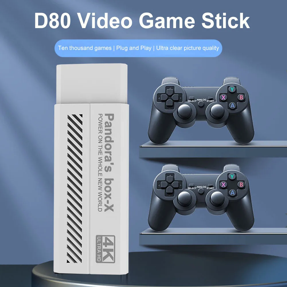더블 무선 컨트롤러 HD TV 게임 콘솔 비디오 게임 스틱, 32G, 64G, D80, 2.4G, 30000 + 레트로 게임, TV, PS1 소년 선물
