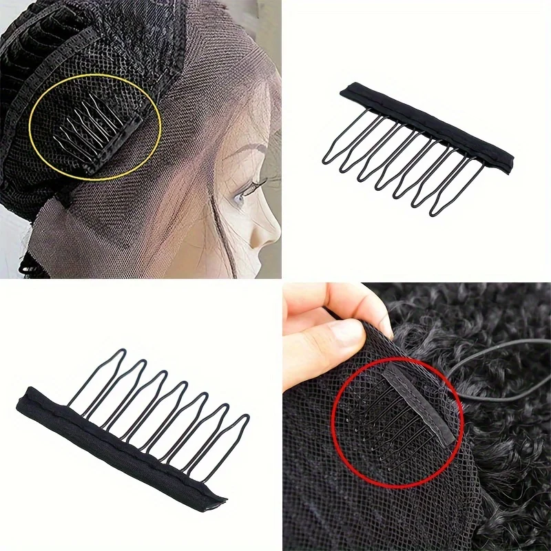 Hair clips Wig clips Wig combs To secure wig 6-Teeth comb clips With cloth For making caps Steel material clips Combs For hair 10/20/50Pcs