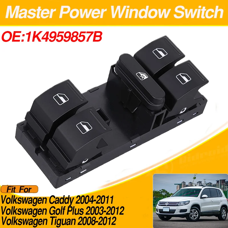 Pulsante Interruttore Di Controllo Della Finestra Laterale Del Conducente Dell'Auto Muslimate Per Volkswagen Caddy Volkswagen Golf Plus Volkswagen Tig