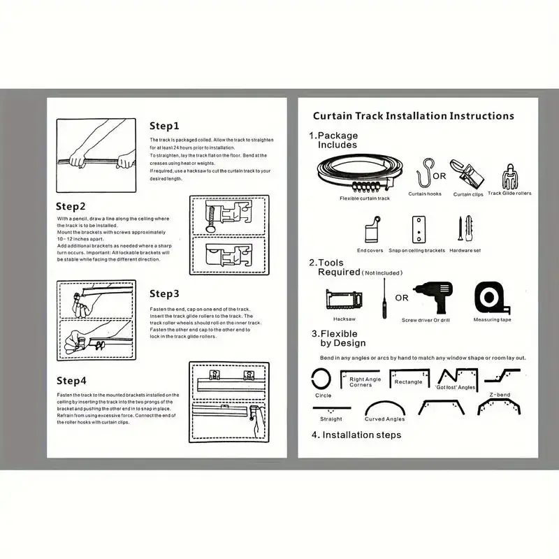 Curtain Rod 1-5m aluminum-plastic shower curtain track flexible ceiling installation with hooks for room dividers & bathrooms