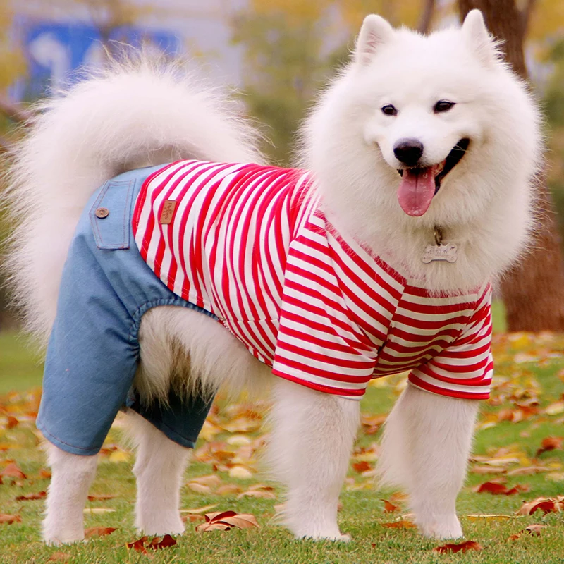 Large Dog Pajamas Stretch Big Dog Clothes Jumpsuit Pyjama Samoyed Husky