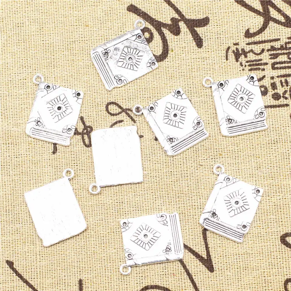 

Trendy Jewelry Cute Charms Book Antique Silver Color Pendants For Earrings 22x26mm 5pcs