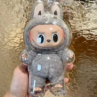 Protective Acrylic Case Transparent Portable Cable Organizer Box  Storage Case  Plush Dolls Display Bag for labubu V1 V2 outfit 2