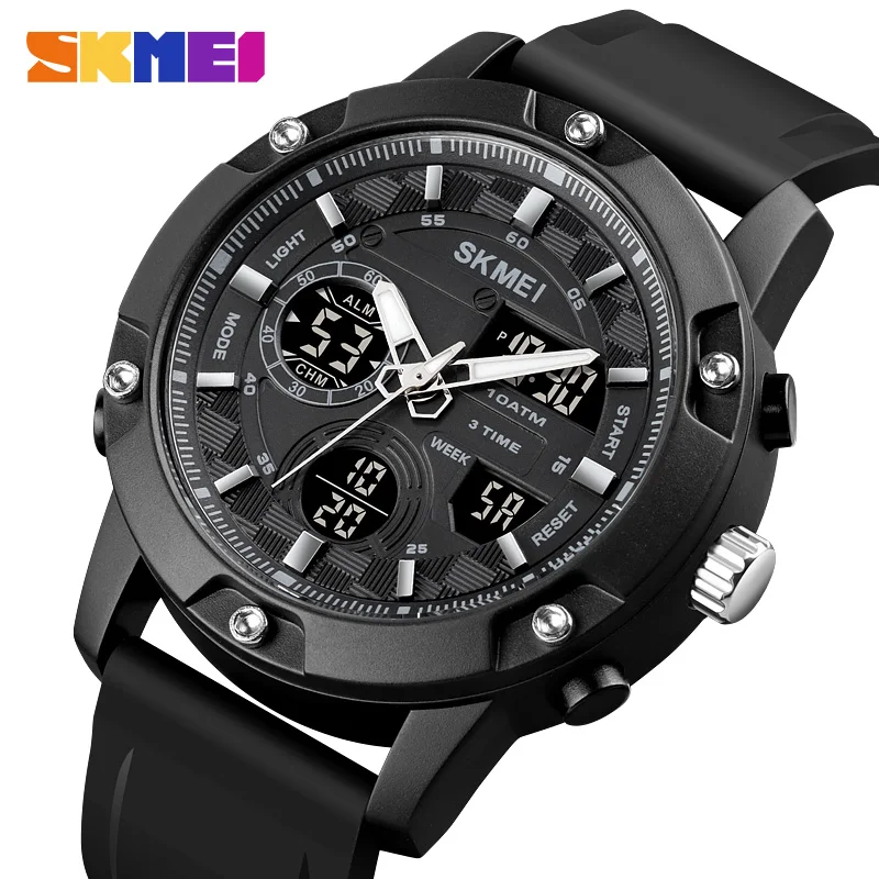 

SKMEI Original Mens Watch Luxury 3Time Electronic Watches Countdown Chronograph Led Light Sport Man Wristwatch relogio masculino