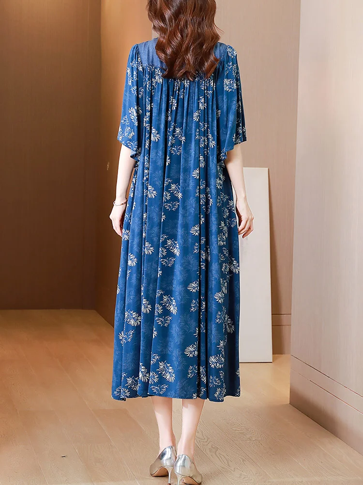 TIYIHAILEY-Women's Vintage Long Mid-Calf Denim Dress, Half Sleeve, Loose  Chinese Style Dresses,New, Summer, 2026 Ladies Clothing - AliExpress  200000345