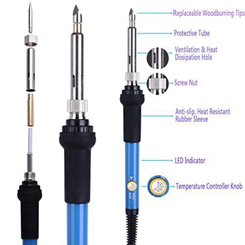EU Plug 45 Pcs Wood Burning Kit,Creative Wood Burner Set & 16Pcs Multimeter Test Probe Test Leads Kit band saw machine