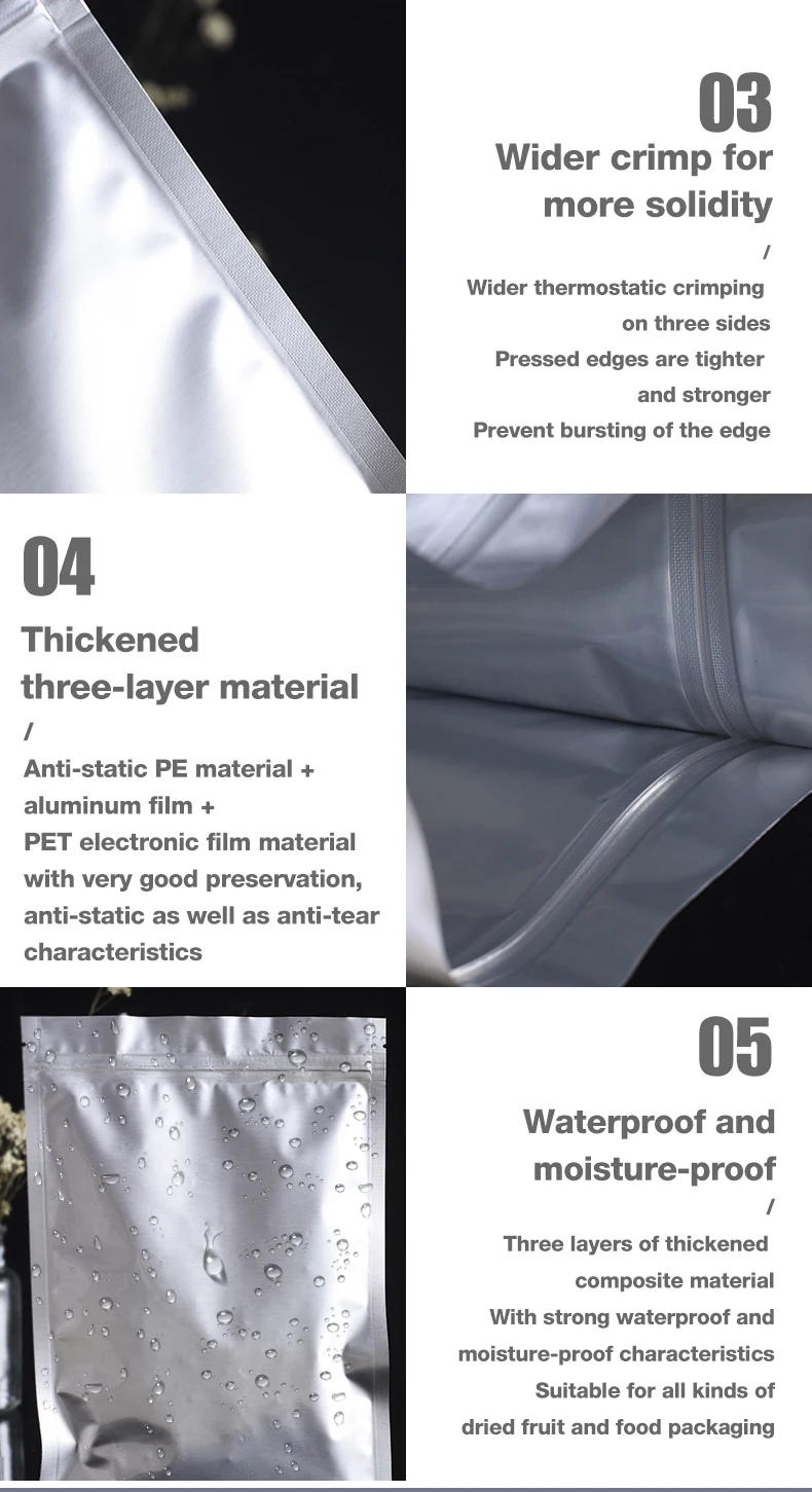 Selbst dichtende Folie Mylar Beutel, Aluminium folie Beutel, Lebensmittels cheibe Tee Reiß verschluss esd Vakuum, anti statische Abschirmung Beutel Aufbewahrung tasche 50pcs – Detail 6